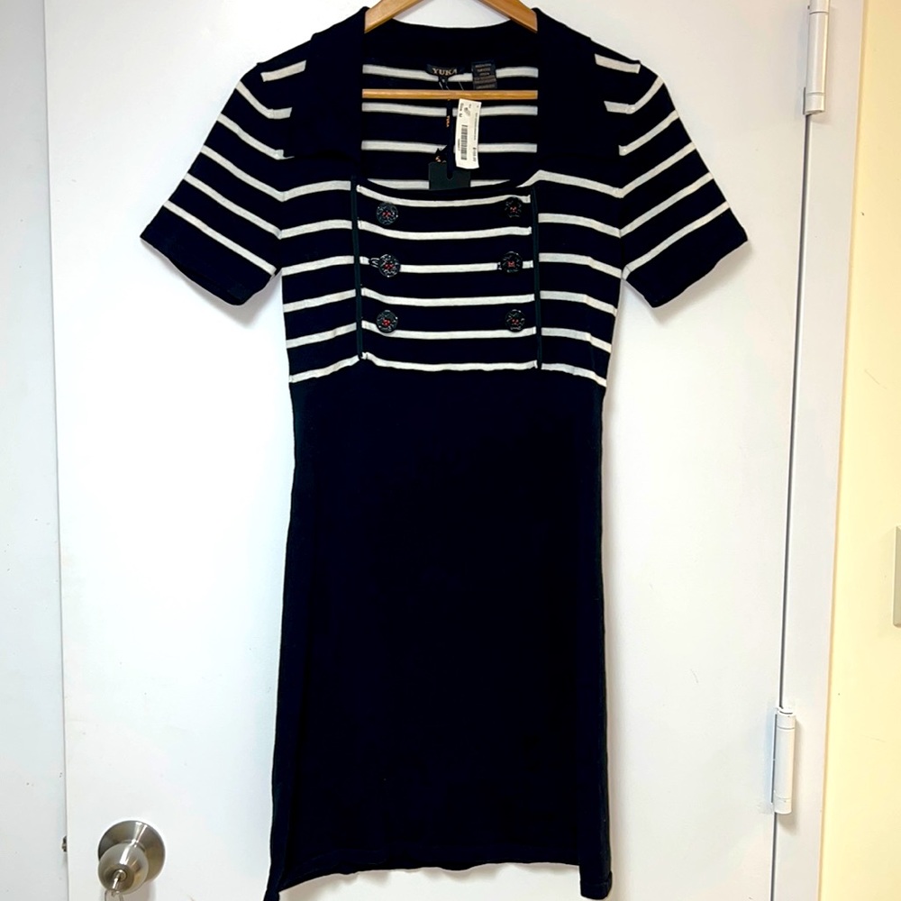 NWT YUKA STRIPED DRESS IN BLACK AND WHITE
